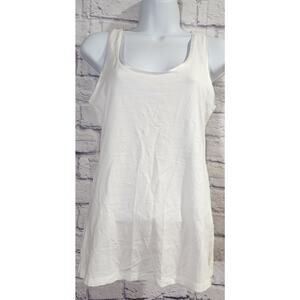 Ann Taylor White Satin Trim Scoop Neck Tank Top Small Lightweight Dressy Soft